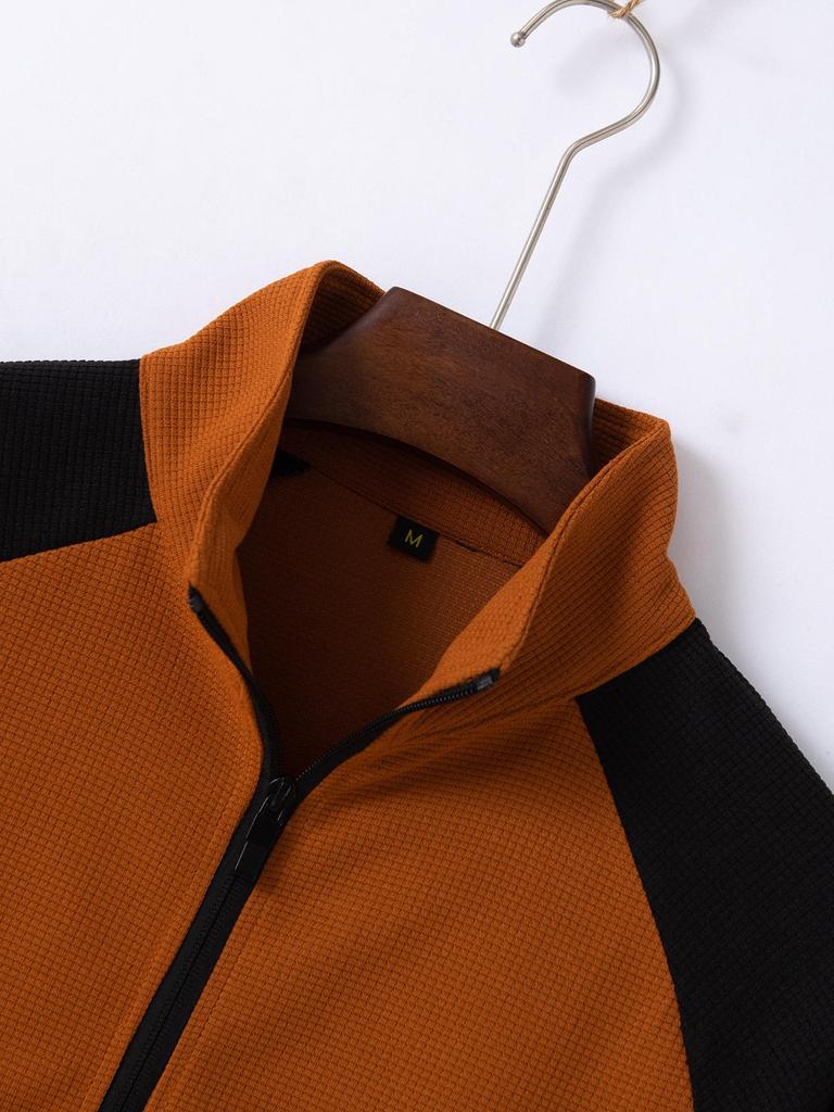 Спортивный костюм с курткой и брюками в осенних цветах color block с регланными рукавами 2024