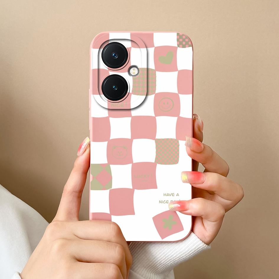 Чехол для Vivo Y17S V29 Lite Y78+ X90 Y36 Pro Y27 Корпус необычный клетчатый узор Защитный противоударный бампер Роскошный жидкий силиконовый чехол для Vivo Case
