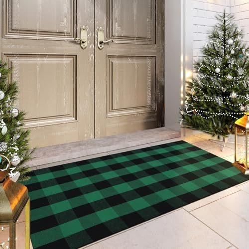 Christmas Door Mat Red Christmas Tree Bell Entrance Mats Soft Bathroom Carpet Kitchen and Household Floor Fug Holiday Decoration