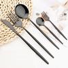 5Pcs Black Cutlery Set Knife Cake Fork Coffee Spoon Dinnerware Stainless Steel Tableware Flatware Western Kitchen Silverware