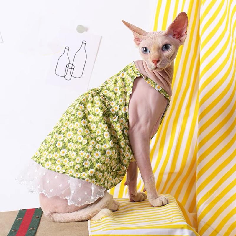 Summer Sphynx Cat Dog Clothes Luxury Princess Clothing For Hairless Cats Fancy Dress Kittens Vest Costume Puppy Skirt Cute