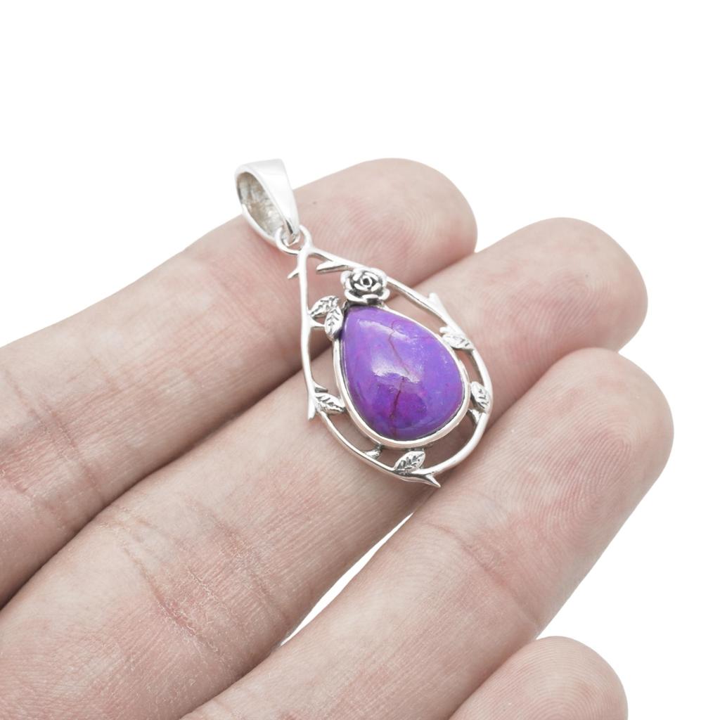 Natural Oyster Turquoise Pendant, 925 Sterling Silver Jewelry, teardrop Pendant, Gift for her, Birthday gift