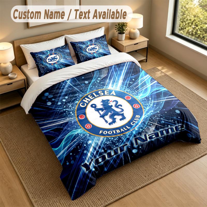 3Pcs Bedding Set Custom Name Text, 1 Sheet 2 Pillowcases Home Bed DecorChelsea FC