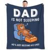1pc Funny Birthday Gift for Dad/Husband, "Dad Can't Sleep" Blanket, Gift from Daughter/Son to Dad, Father's Day Gift Idea, Soft Flannel Sofa Nap Blank