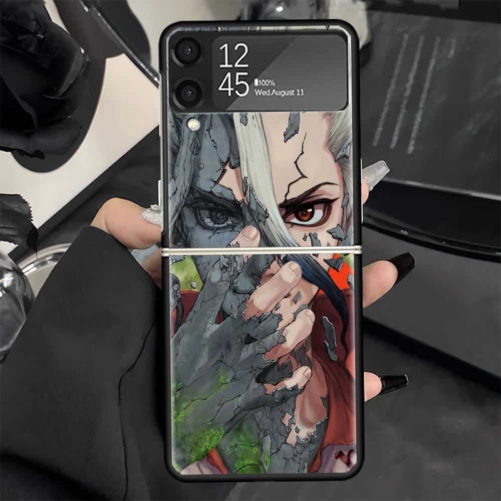 Чехол для телефона D-Dr Stone Anime для Samsung Galaxy Z Flip 7 6 5 4 3 5G Черный чехол ZFlip7 ZFlip6 ZFlip5 ZFlip4 ZFlip3 Fundas Galaxy