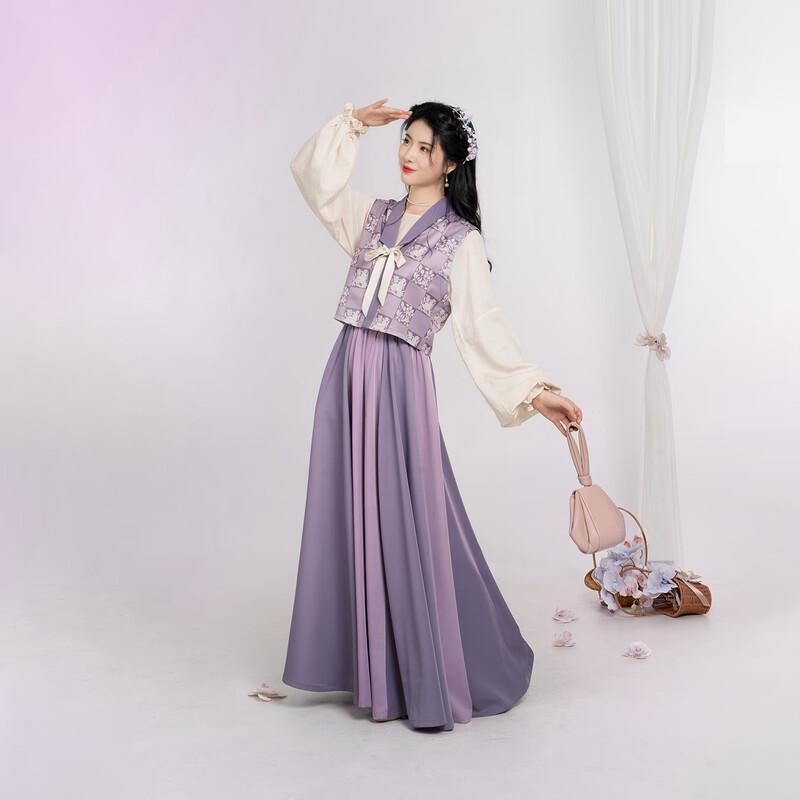 Женский Ханфу династии Тан Zhiping Si: Бейцзы, Рубашка с круглым вырезом и юбка из восьми клиньев