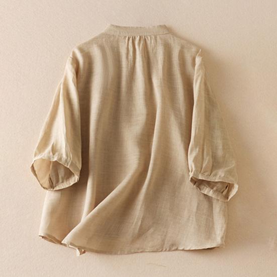Женская рубашка с воротником-стойкой, коротким рукавом, пуговицами, планкой, рубашка, топы, однотонные