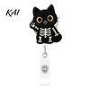 Student Id Card Protector Halloween Black Cat Pumpkin Badge Reel, Retractable with 360 Degree Rotating Clip, Decorative Holder for Doctors Acrylic