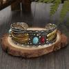 Vintage Turquoises Feather Bracelet Wide Turquoises Feather Cuff Bangles  Men