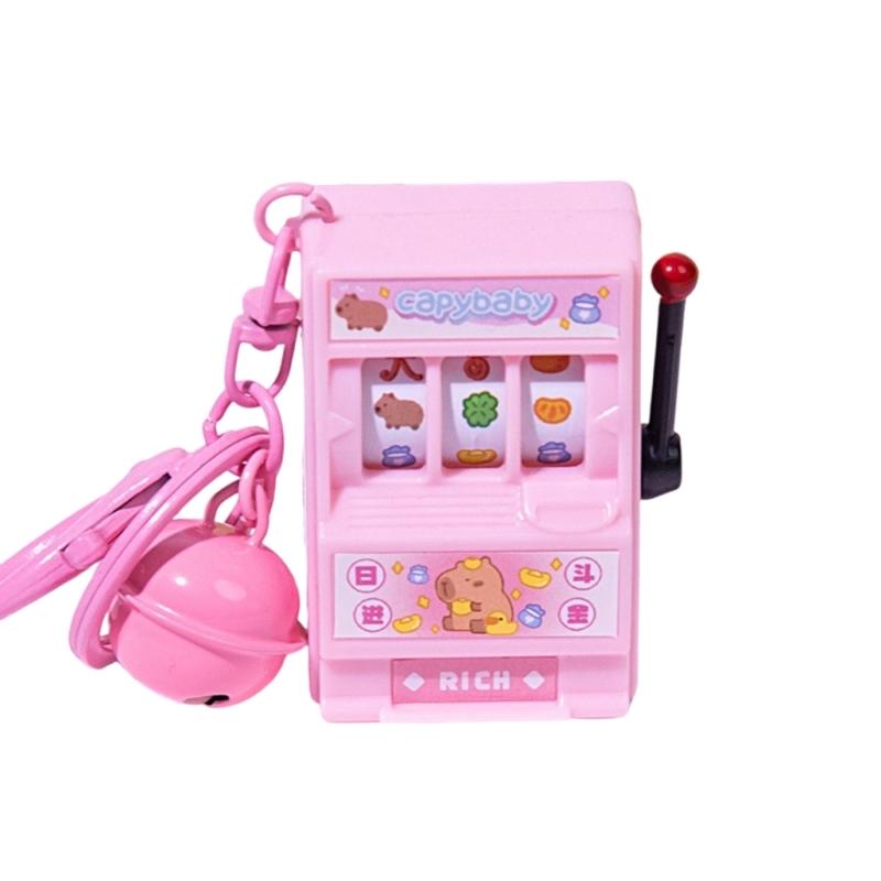 Cute Capybara Fruit Machine Key Holder Charming Capybara Fruit Spin Keychain Delightful Game Charm For Kids And Adults