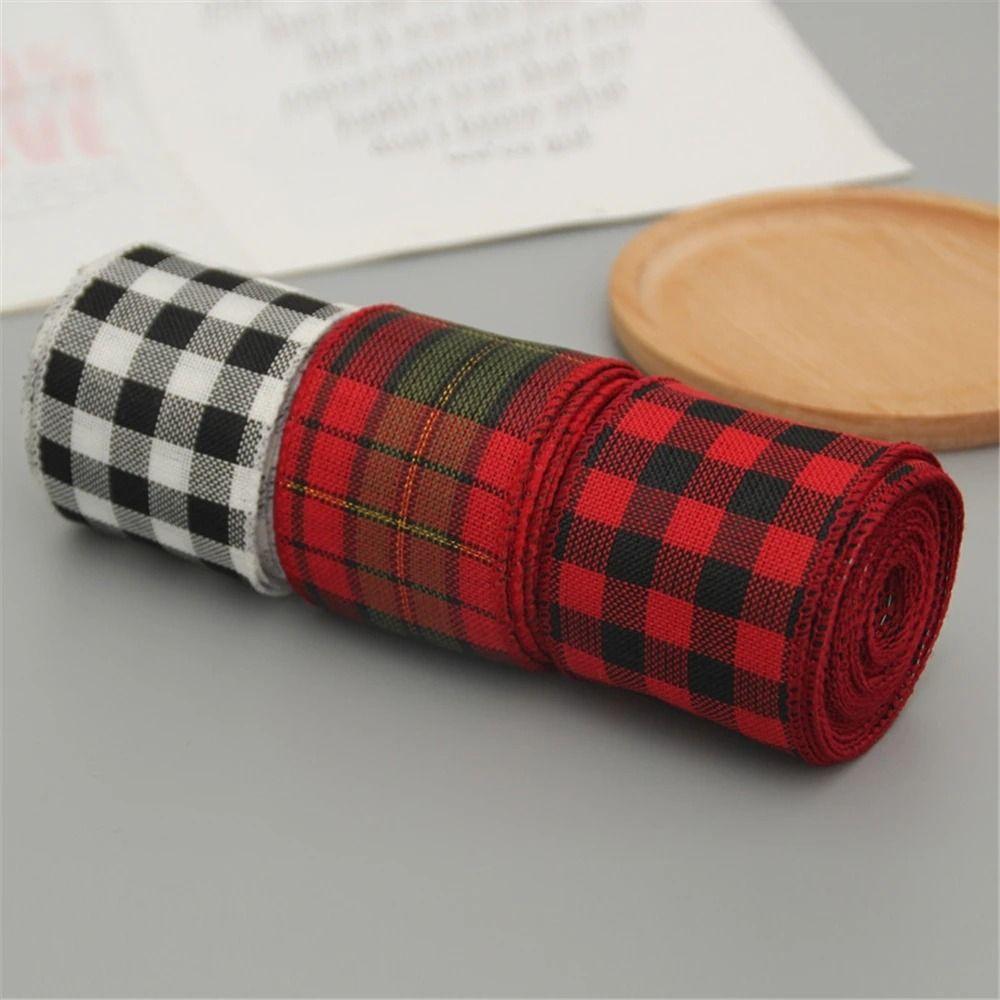 Red Black Lattice Linen Ribbon Imitation Linen Lattice Ribbon Christmas Plaid Ribbon Gift Wrapping