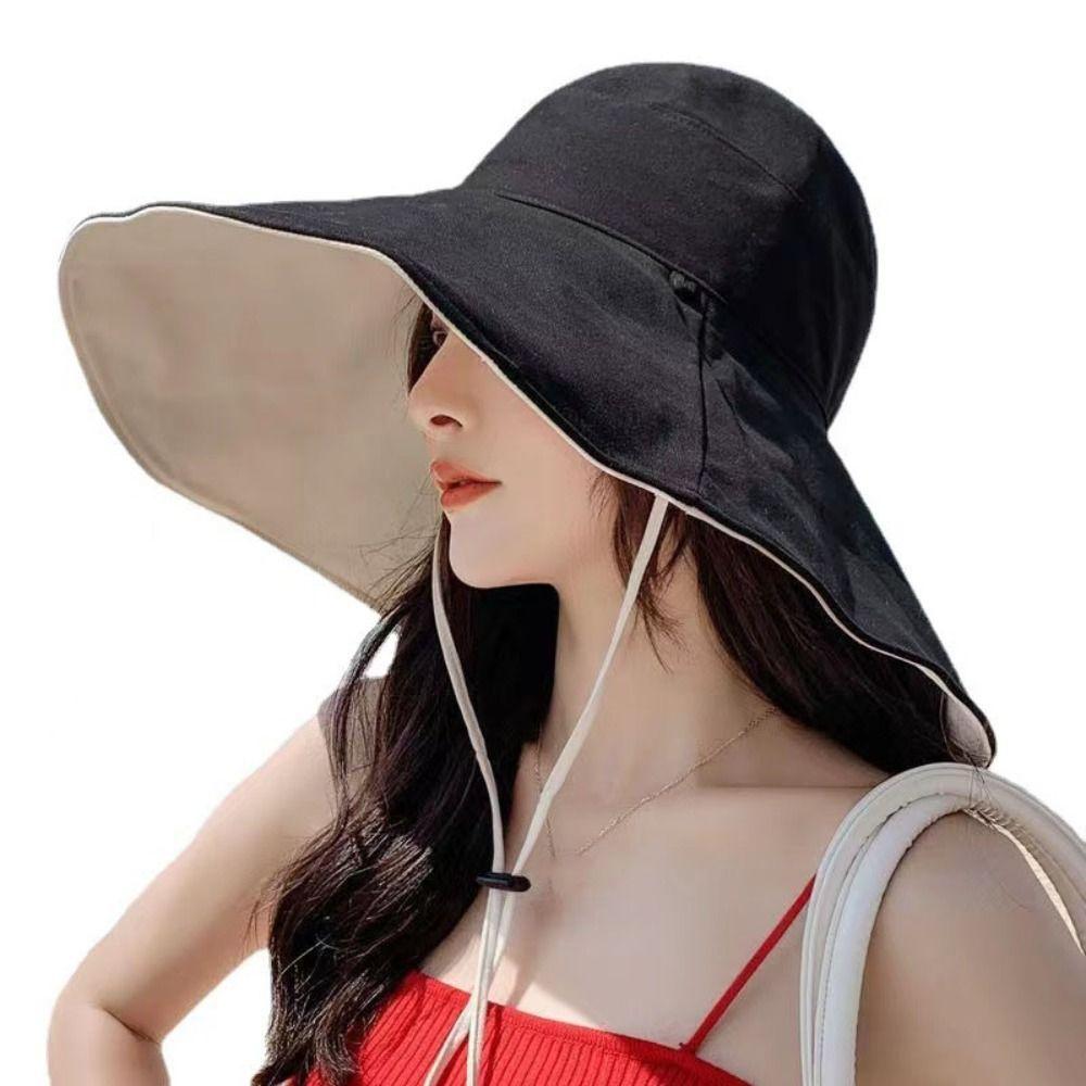 UV Protection Sunscreen Sun Hat Solid Color Hiking Bucket Hat Fashion Women Fisherman Hat Ladies