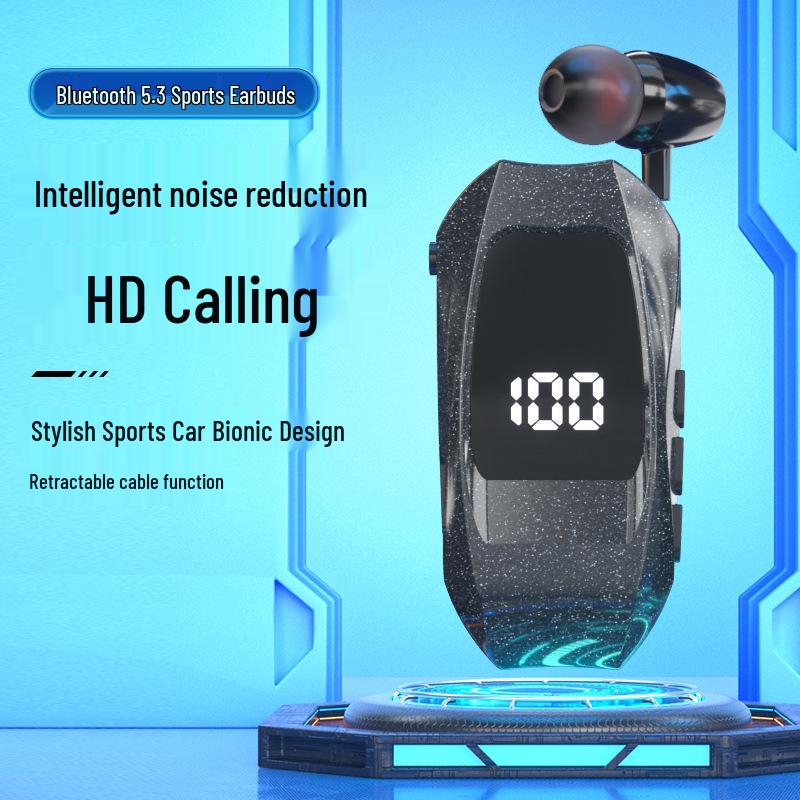 GT010 Wireless Bluetooth Earphone: Clip-On, Large Battery, Vibration, Retractable, with Digital Display for Business Use