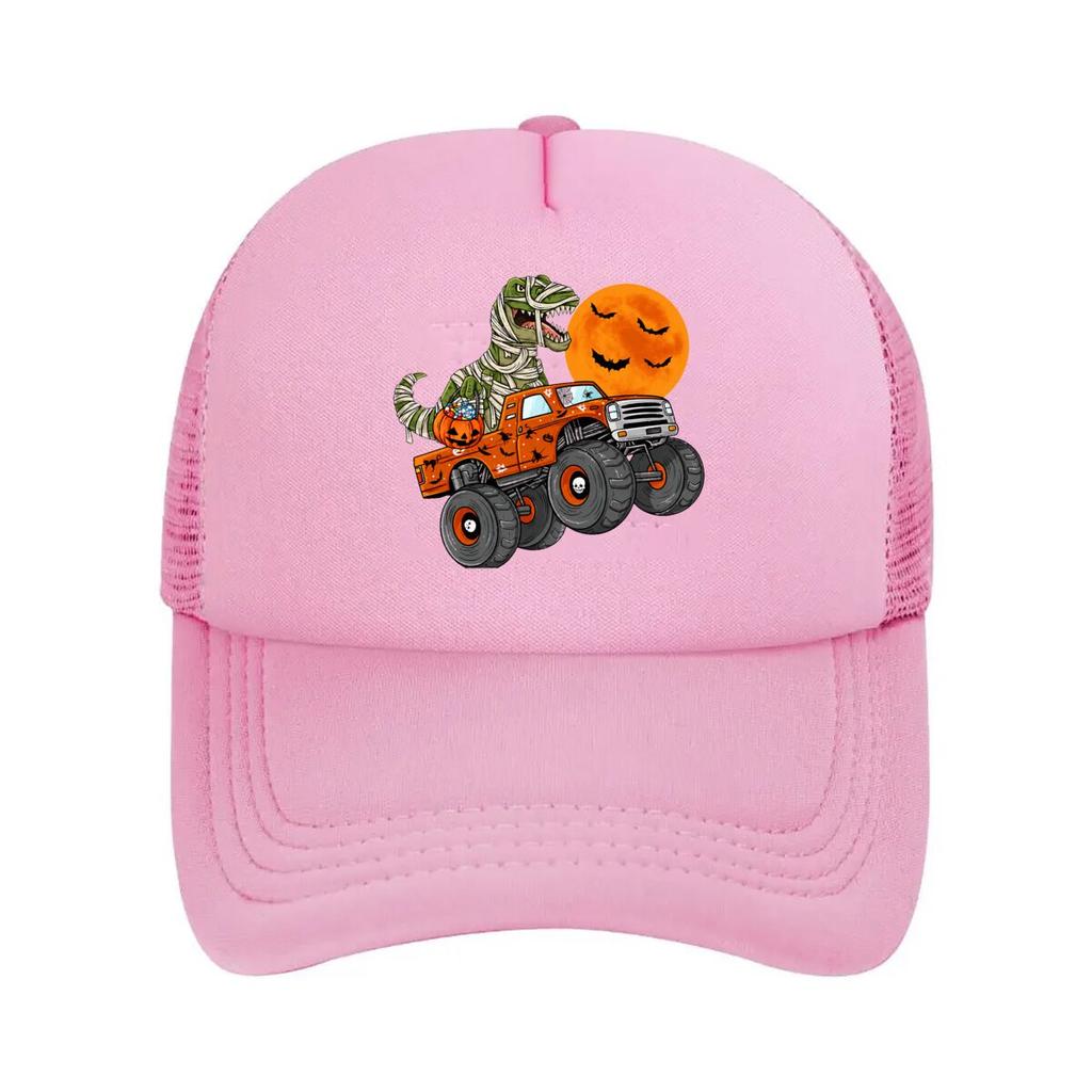 Halloween Mummy Dinosaur Monster Pumpkin Moon Bats Mesh Baseball Cap Casual Hat Outdoor For Womens Unisex FeUnisex
