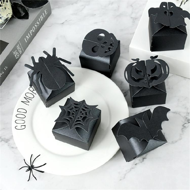 12 штук мандариновых коробок для Хэллоуина Удобный бумажный контейнер с жуткими тыквенными узорами