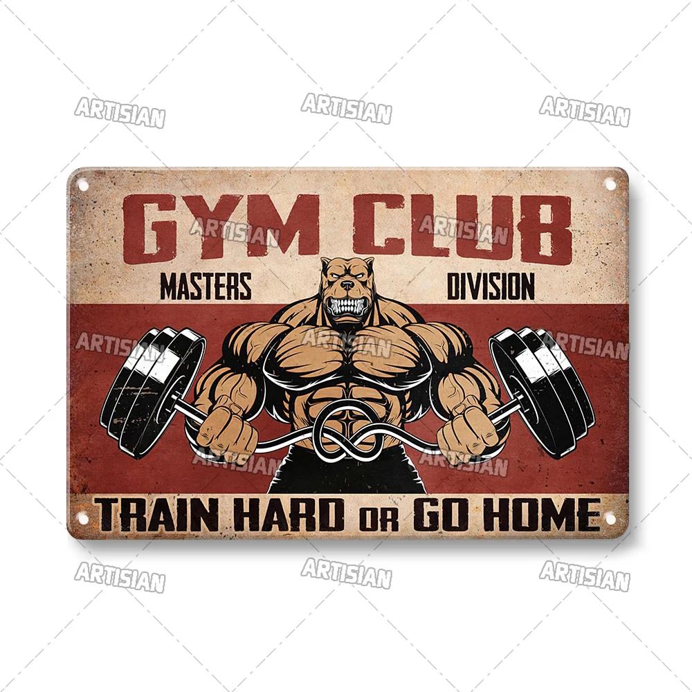 ARTISIAN Потертая Металлическая Жестяная Табличка Gym Club Винтажная Декоративная Тарелка Ржавый Спорт Металлический Постер Мужская Пещера Клуб Студия Настенный Декор