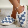 New Winter Women Slippers Checkerboard Chic Slippers With Ultra-Soft Plush Lining Cotton Slippers