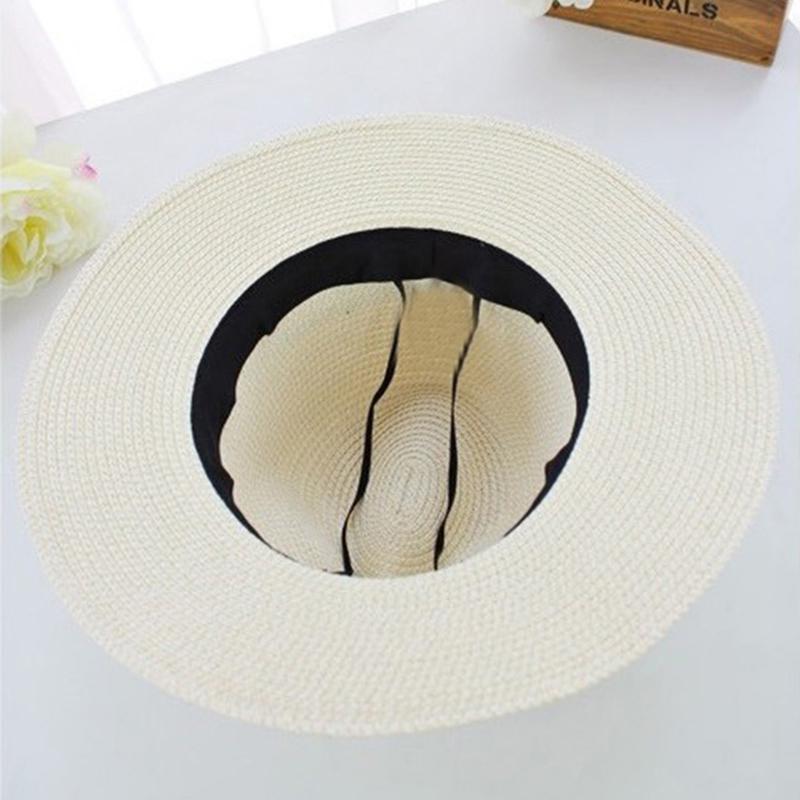 Женская летняя соломенная шляпа, модная пляжная ковбойская джазовая кепка, черная лента, женская панама, солнцезащитная шляпа