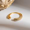 Premium serpentine full diamond ring plated with 18K gold stainless steel waterproof open ring light luxury temperament jewelry
