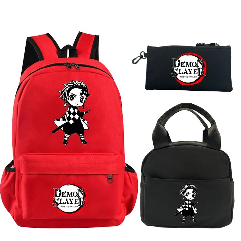 3 шт./компл. рюкзак «Убийца Демонов» с принтом, сумка для обеда, пенал для подростков, детский школьный рюкзак для девочек и мальчиков