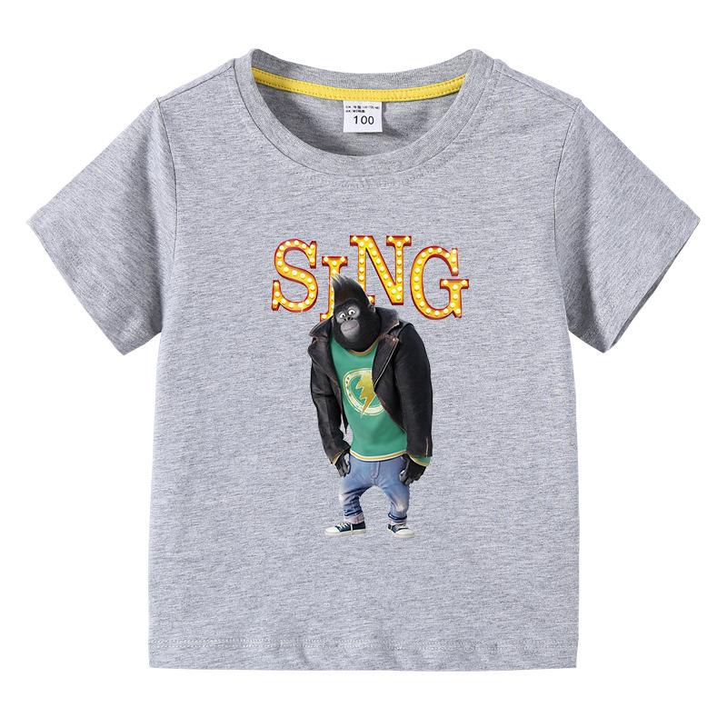 Детская одежда Футболки с коротким рукавом Sing Фильм Графика Детская Летняя Повседневная Милая Хлопковая Футболка
