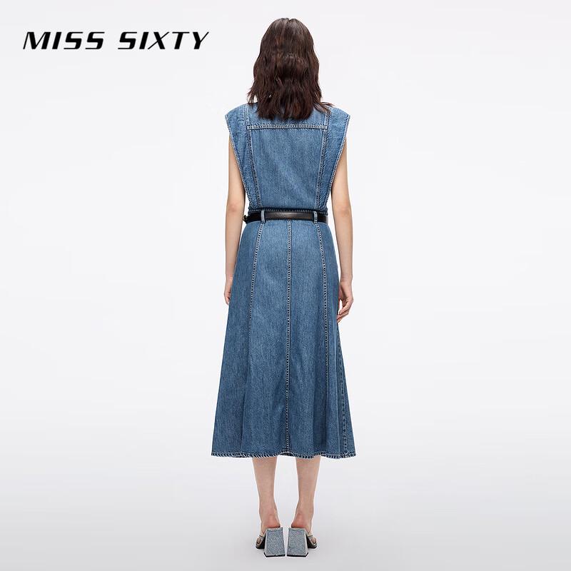 Miss Sixty Женское джинсовое платье без рукавов из смеси тенсела с поясом