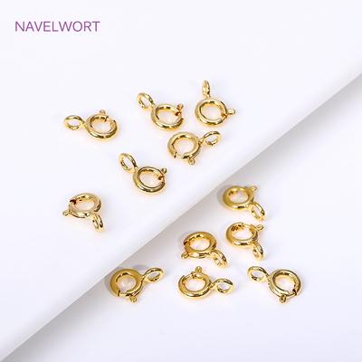 Оптовая продажа 5/5,5/6/7 мм Позолоченная латунь 18K Круглая пружинная застежка с лапками для браслета, Застежка для изготовления ювелирных изделий, Материал для DIY-украшений