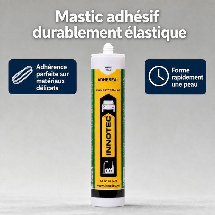 Mastic adhésif blanc, Mastic colle multi usage, Mastic d'étanchéité blanc, 290 ml incl. Spitze