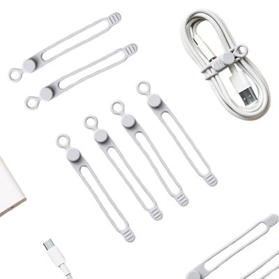 Силиконовые кабельные стяжки Эластичные Многоразовые Многофункциональные Органайзер для кабелей Легкие Многоразовые