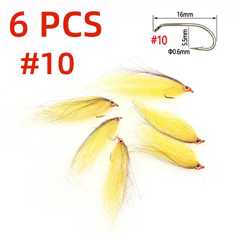 6 шт. раненый ледяной даб Minnow Fly EP шелковистое волокно наживка стример муха