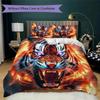 Stylish Tiger Pattern Bedding,Quilt Set Quilt Cover Pillowcase Home Birthday Gift (1*duvet cover+2*pillowcase,without core)ZSJT0917359