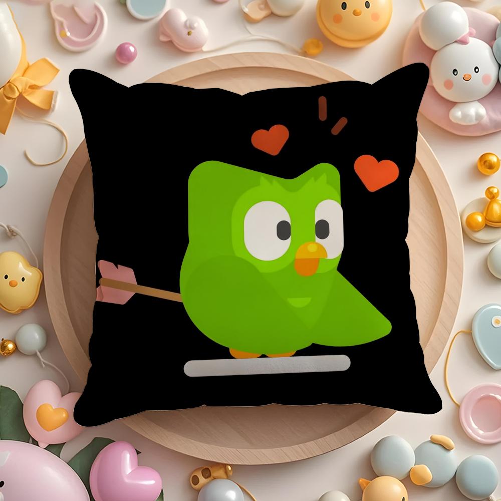 Cute Cartoon DDuolingos Pillow Case Soft Plush Fabric DoubleSided Printed Cushion Cover Warm Winter Sofa Pillow Case