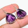 Natural Brazilian Amethyst Gemstone 925 Solid Sterling Silver Earring 1.75" I7c43