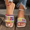 Fashion Shoes Female 2024 Fashion Basic Women's Slippers Hot Sale Modern Slippers Women Mixed Colors Square Toe Outdoor Plus Size Sandal