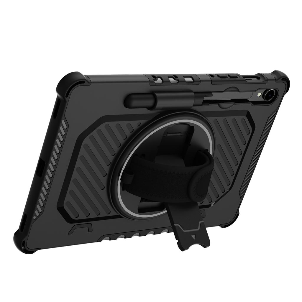 Чехол-подставка для Samsung Galaxy Tab S9 FE/S9/S8/S7, PC + TPU, противоударный чехол для планшета с ремешком для руки/слотом для стилуса