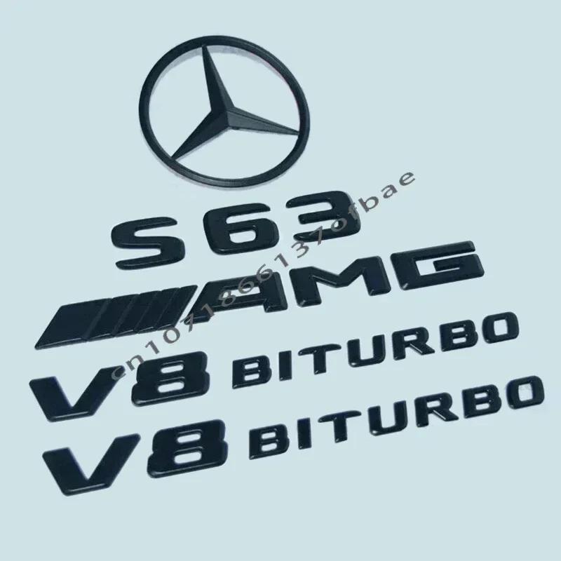 3D ABS Black silver S63 S65 Embelm Letters V8 BITURBO 4MATIC Badge AMG Sticker For Mercedes Benz W222 S63 S65 AMG Accessories