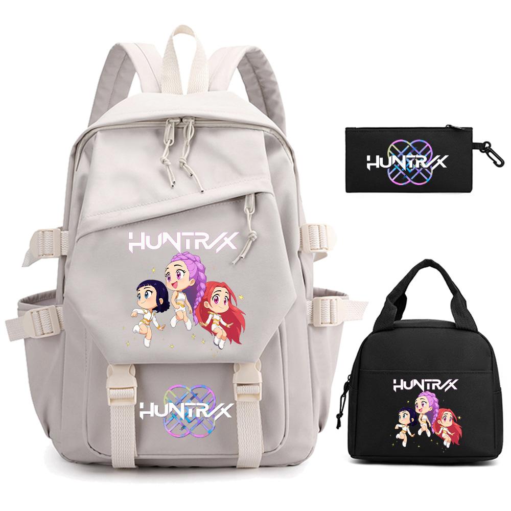 3Pcs/set Anime Cartoon K-Pop Demon Hunters Printed Backpack for Teenger Children Student Schoolbag Girl Women Large Capacity Waterproof Travel Bag