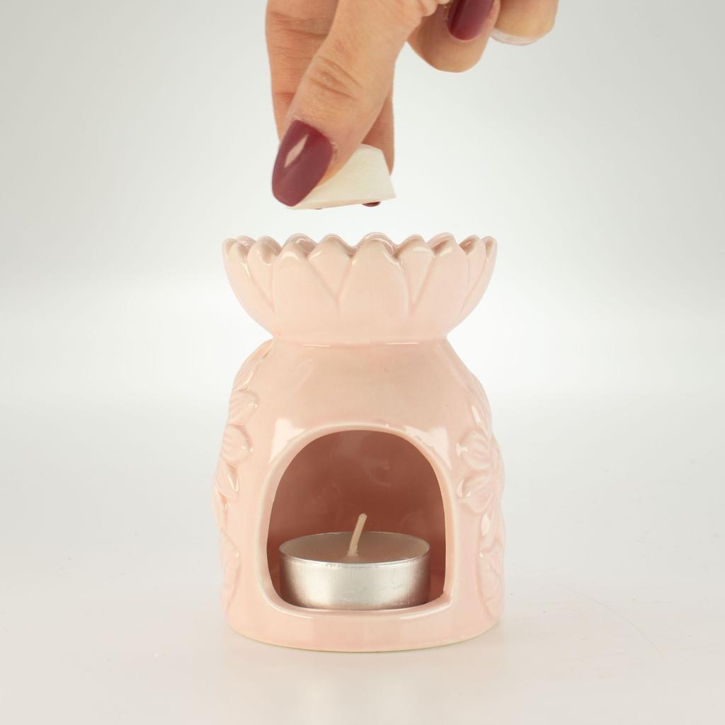 Ceramic Sunflower Oil Burner - Pastel Pink