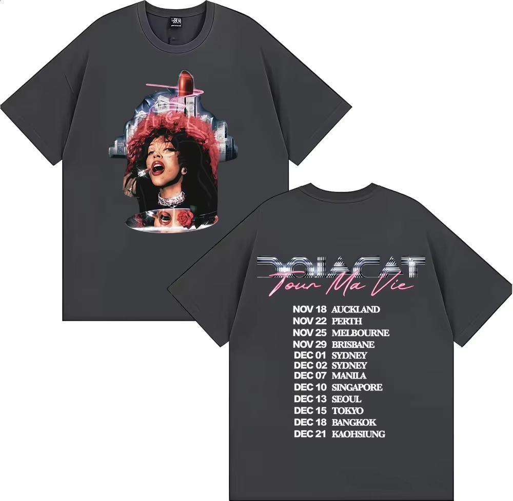 Певица Doja Cat Ma Vie Мировой Тур 2026 Мерч Футболка Мужская Женская Харадзюку Уличная Одежда Ретро Футболка Высокое Качество Модный Повседневный Топ
