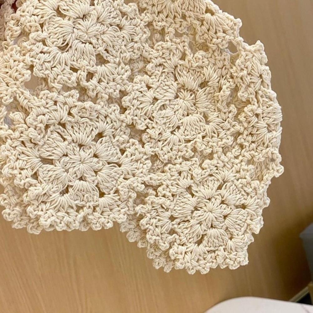 Hollow Knit Skullies Caps Handmade Beanies Cap Casual Crochet Flower Hat  Ladies