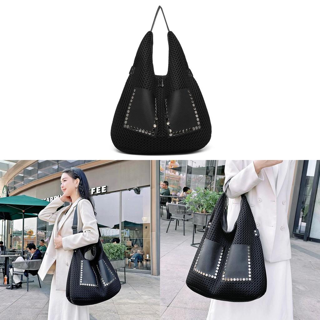 Rivet Fashion Tote Bag For Women With Hollow Design For Casual Outings
