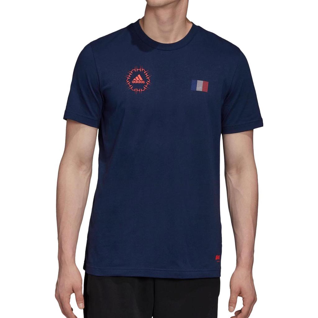 Adidas T Shirts Men's Navy Blue Crew Neck Moderate Straight Fit FQ7639