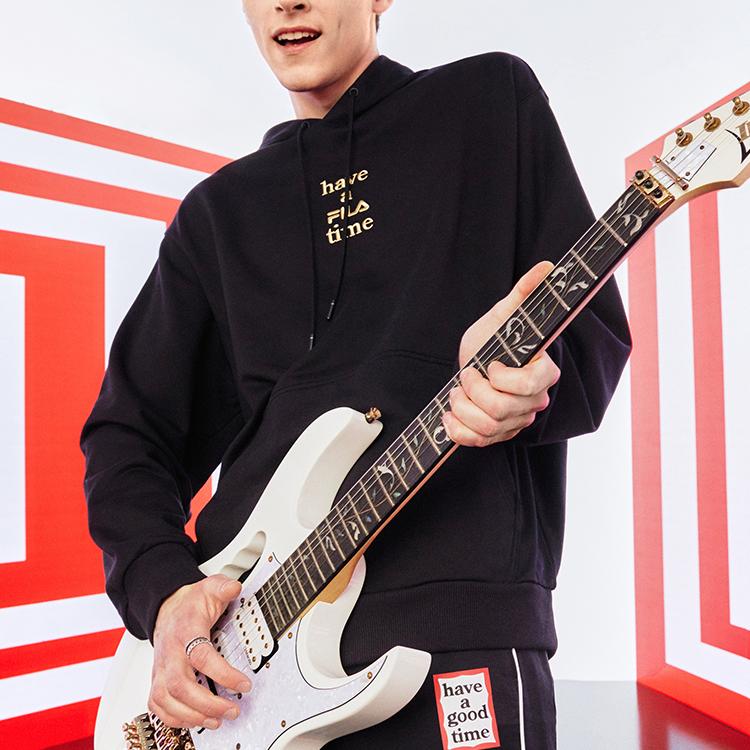 Fila Year Of The Tiger Collection Sports Casual Knitted Hoodie Men Hoodies Black F11U219201F-BK