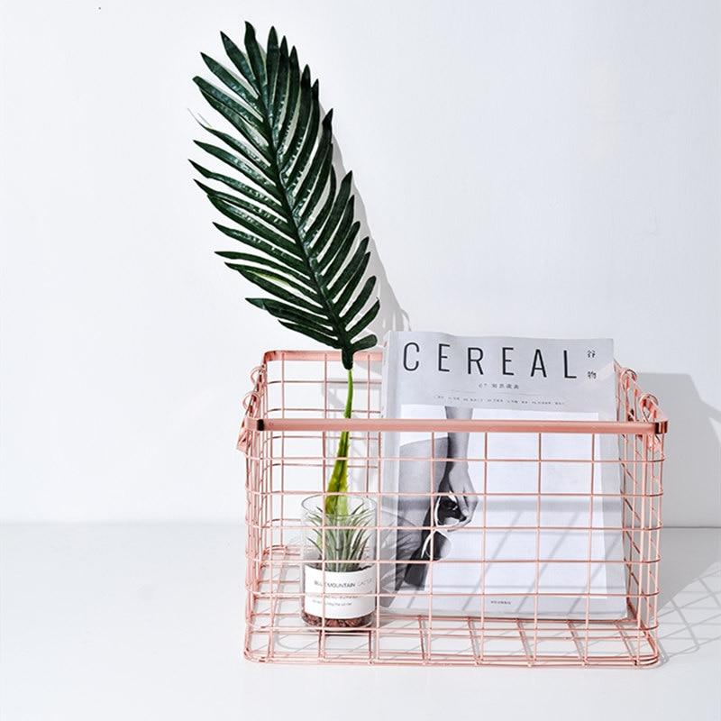 Скандинавская золотая металлическая железная корзина для хранения ручек для макияжа, офисный настольный держатель для кистей для макияжа, настольный органайзер для косметики, стеллаж