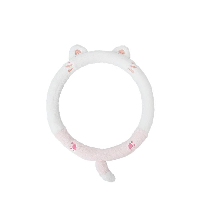 Universal Car Steering Wheel Cover for Women Cute Cartoon Winter Fluffy Cover for Steering Wheel Heating Hands Car Steering Wrap