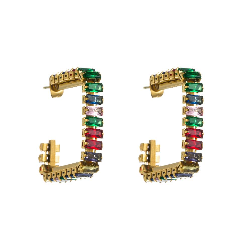 Женские серьги-кольца из титановой стали, бесцветные, индивидуальные, геометрические, с цирконом, темпераментные серьги