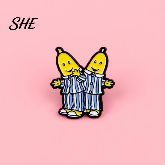 Enamel Pin Badge Zinc Alloy Brooch Pin, Cartoon Banana Man Shape Lapel Vintage Style Paint with Anti-Slip Buckle Pins for Clothes Bags Accessories