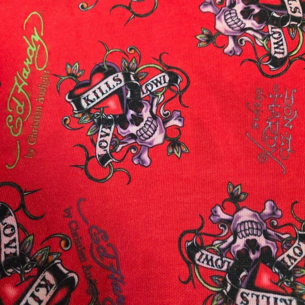 Б/у длинная шаль с узором черепа Ed Hardy