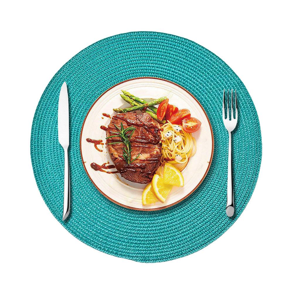 Round Placemats and Coasters Set of 1/6 Round Braided Woven Place Mats Washable Heat Resistant Table Mats for Kitchen Dining