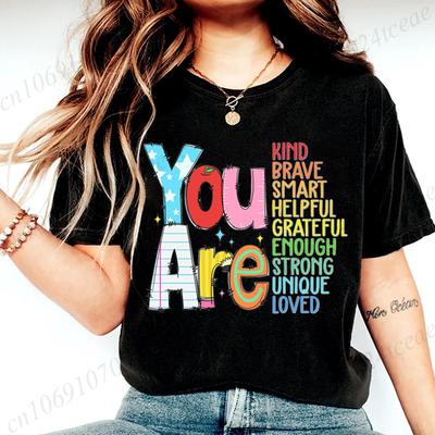 Футболки 'You Are Kinds' для женщин Футболки Back To School Модные Повседневные Футболка для Учителя Футболки в Стиле Ретро Женские Футболки